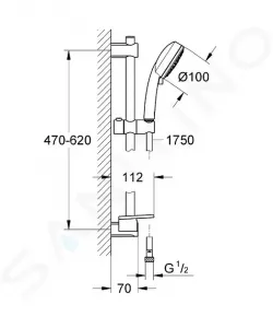 GROHE - Vitalio Comfort Set sprchovej hlavice, 3 prúdy, tyče a hadice, chróm 26096000