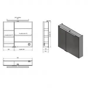 SAPHO - MIRRÓ galérka s LED osvetlením, 80x70x16cm, biela MC080-0030