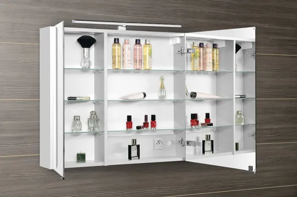 SAPHO - MIRRÓ galérka s LED osvetlením, 80x70x16cm, biela MC080-0030