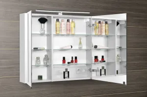SAPHO - MIRRÓ galérka s LED osvetlením, 80x70x16cm, biela MC080-0030