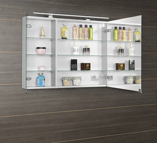 SAPHO - MIRRÓ galérka s LED osvetlením, 90x70x16cm, biela MC090-0030