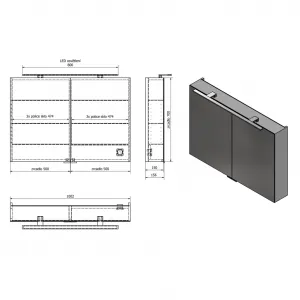 SAPHO - MIRRÓ galérka s LED osvetlením, 100x70x16cm, biela MC100-0030