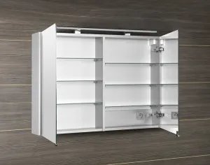 SAPHO - MIRRÓ galérka s LED osvetlením, 100x70x16cm, biela MC100-0030