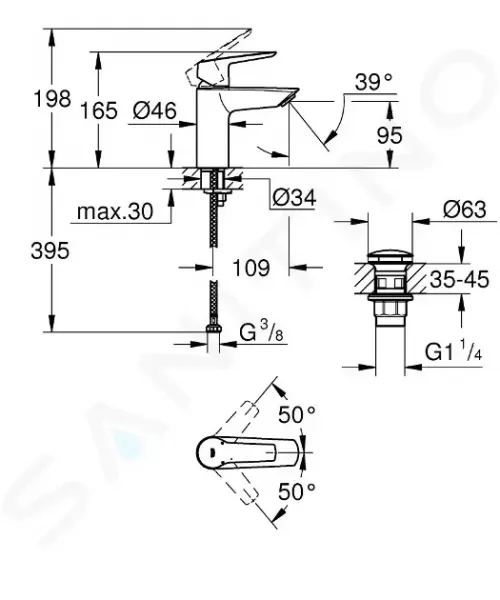 GROHE - QuickFix Start Umývadlová batéria s výpustom Push-Open, chróm 23550002