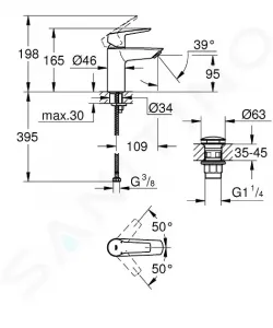 GROHE - QuickFix Start Umývadlová batéria s výpustom Push-Open, chróm 23550002