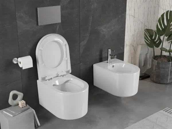 Závěsný WC set MEXEN SOFIA 36 cm s prkénkem full bílý