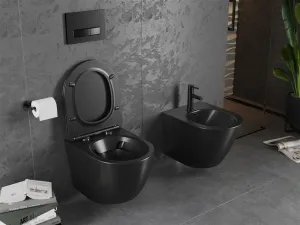 Závesná WC misa MEXEN LENA II + doska SLIM čierna