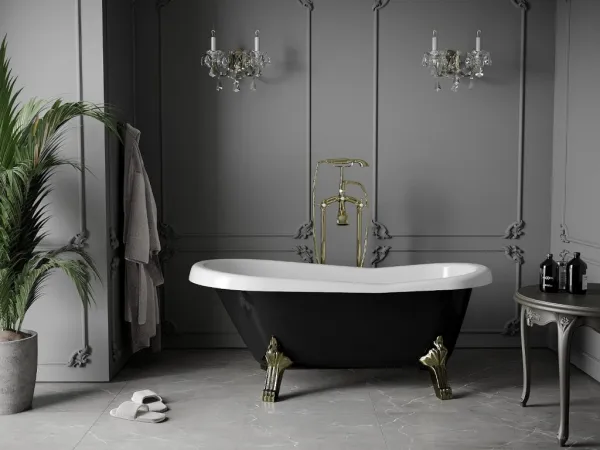 Vaňa MEXEN RETRO GOLD 150 x 73 čierno-biela