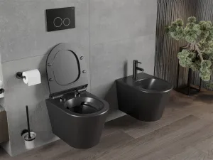 Závěsný WC set MEXEN RICO  36,5 cm s prkénkem černý