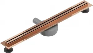 Odvodňovací žľab s otočným sifónom MEXEN FLAT 360 SLIM ružová zlatá 60 cm