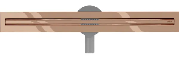 Odvodňovací žľab s otočným sifónom MEXEN FLAT 360 SLIM ružová zlatá 60 cm