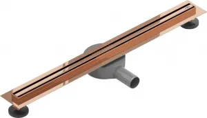 Odvodňovací žľab s otočným sifónom MEXEN FLAT 360 SLIM ružová zlatá 60 cm