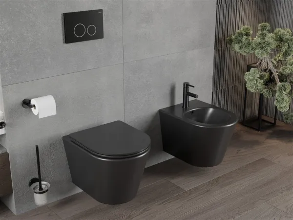 Závěsný WC set MEXEN RICO 35 cm s prkénkem v2 černý