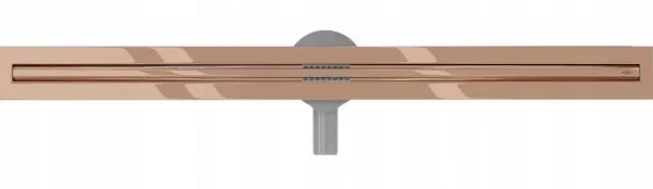 Odtokový žľab s otočným sifónom MEXEN FLAT 360 SLIM ružová zlatá 70 cm