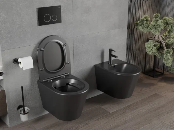 Závěsný WC set MEXEN RICO 35 cm s prkénkem v2 černý