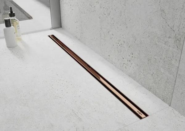 Odtokový žľab MEXEN FLAT SLIM 100 cm ružovo zlatý
