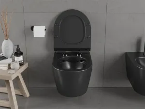 MEXEN/S - Carmen Závesná WC misa vrátane sedátka s slow-slim, z duroplastu, čierna matná 30880185