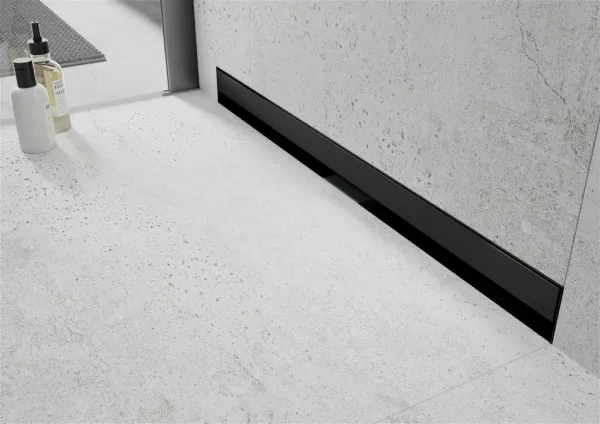 Odtokový žľab k stene MEXEN FLAT WALL 2v1 110 cm čierny