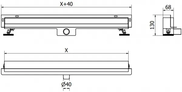 Odtokový žľab k stene MEXEN FLAT WALL 2v1 110 cm čierny