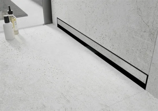 Odtokový žľab k stene MEXEN FLAT WALL 2v1 110 cm čierny