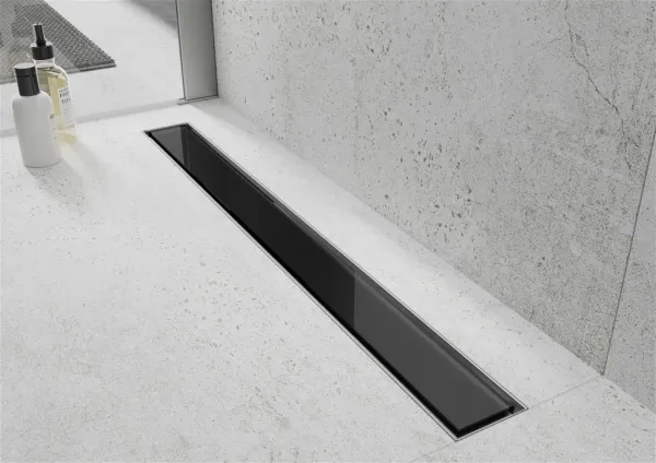 Odtokový žľab MEXEN FLAT 100 cm - čierne sklo