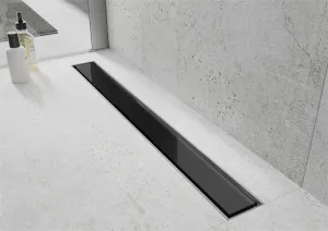 Odtokový žľab MEXEN FLAT 100 cm - čierne sklo