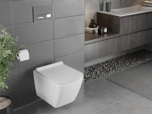 Závěsná WC mísa MEXEN VEGA bílá, rimless + prkénko slim