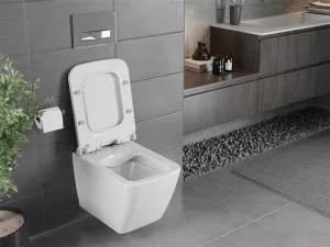 Závěsná WC mísa MEXEN VEGA bílá, rimless + prkénko slim