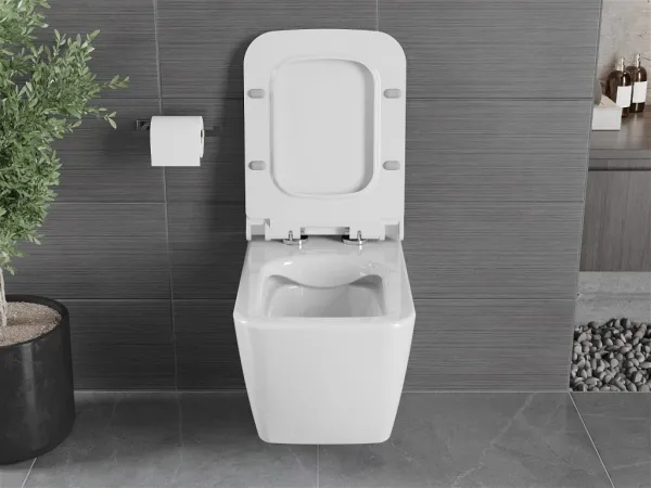 Závěsná WC mísa MEXEN VEGA bílá, rimless + prkénko slim