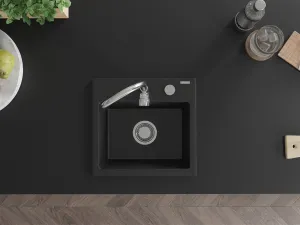 Granitový drez MEXEN MILO 435x410 mm čierny