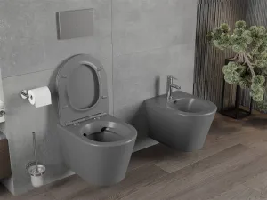 Závesná WC misa MEXEN RICO s doskou tmavo šedá