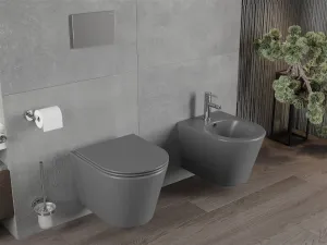 Závesná WC misa MEXEN RICO s doskou tmavo šedá