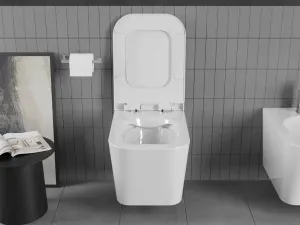 Závěsný WC set MEXEN TEO 34,5 cm s prkénkem slow SLIM bílý lesk
