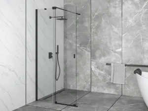 BESCO - Walk-in sprchovací kút VAYO BLACK - FARBA rámu - Čierna, Rozmer A - 130, Rozmer C - 200, Smer zatvárania - Univerzálne Ľavé / Pravé, Výplň - Číre bezpečnostné sklo - 8 mm BCVAYO130BC