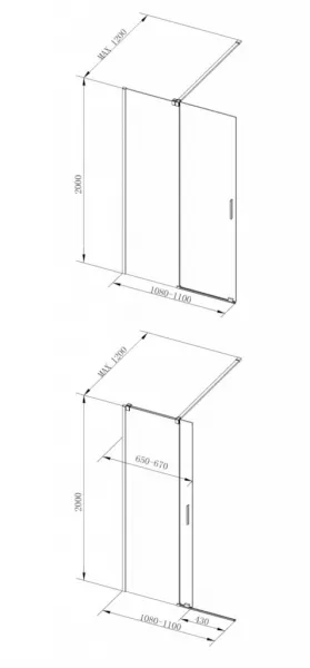 BESCO - Walk-in sprchovací kút VAYO - Farba rámu zásteny - Hliník chróm, Rozmer A - 110, Rozmer C - 200, Smer zatváranie - Univerzálny Ľavé / Pravé, Výplň - Číre bezpečnostné sklo - 8 mm BCVAYO110CC