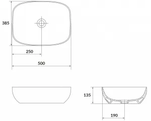 CERSANIT - Umývadlo na dosku LARGA Rectangular biela mat (50x38) K677-016