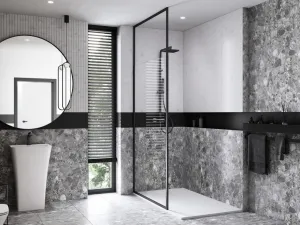 BESCO - Walk-in sprchovací kút ICON - Farba rámu zásteny - Hliník čierny, Rozmer A - 110, Rozmer C - 200, Smer zatváranie - Univerzálny Ľavé / Pravé, Výplň - Číre bezpečnostné sklo - 8 mm BCICON11BC