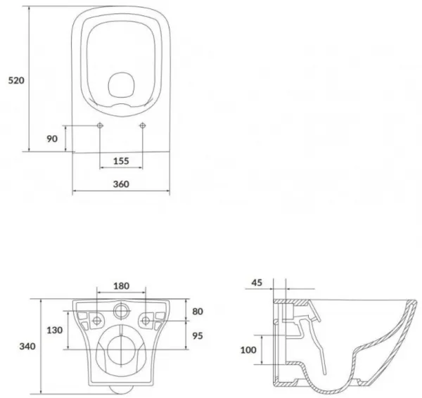 CERSANIT - SET B332 WC misa LARGA SQUARE Cleanon + sedadlo SLIM S701-473