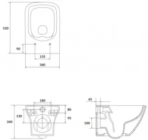 CERSANIT - SET B332 WC misa LARGA SQUARE Cleanon + sedadlo SLIM S701-473