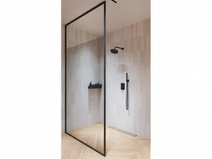 BESCO - Walk-in sprchovací kút ICON - Farba rámu zásteny - Hliník čierny, Rozmer A - 110, Rozmer C - 200, Smer zatváranie - Univerzálny Ľavé / Pravé, Výplň - Číre bezpečnostné sklo - 8 mm BCICON11BC