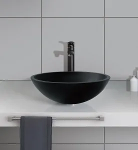 TELICA sklenené umývadlo, priemer 42 cm, čierna mat TY181B