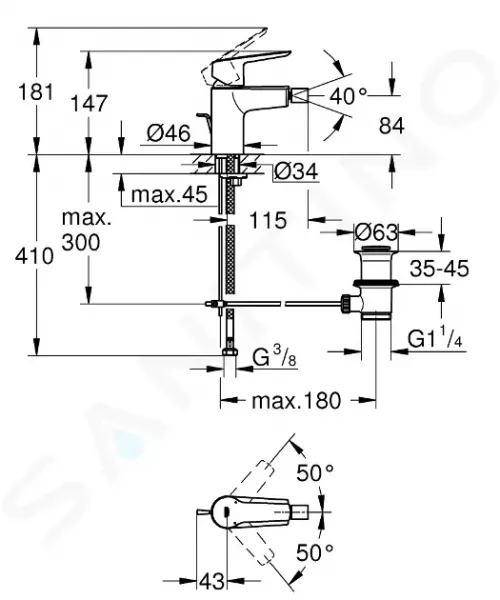 GROHE - QuickFix Start Bidetová batéria s výpustom, chróm 32560002
