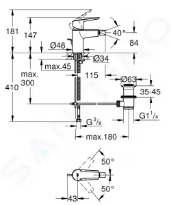 GROHE - QuickFix Start Bidetová batéria s výpustom, chróm 32560002