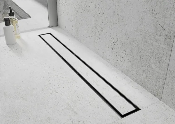 Lineárny odtokový žľab 150 cm MEXEN FLAT 2v1 čierny