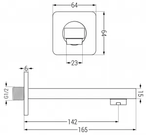Univerzálny sprchový set podomietkový MEXEN CUBE DR02 30 cm čierny