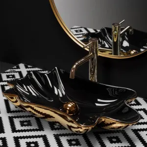 REA - Umývadlo na dosku Infinity Black Gold REA-U3402