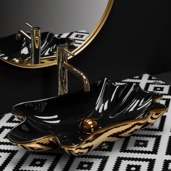 REA - Umývadlo na dosku Infinity Black Gold REA-U3402