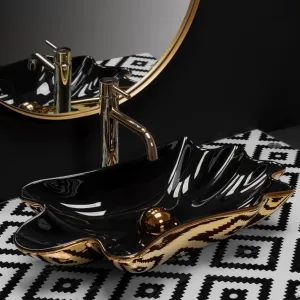 REA - Umývadlo na dosku Infinity Black Gold REA-U3402