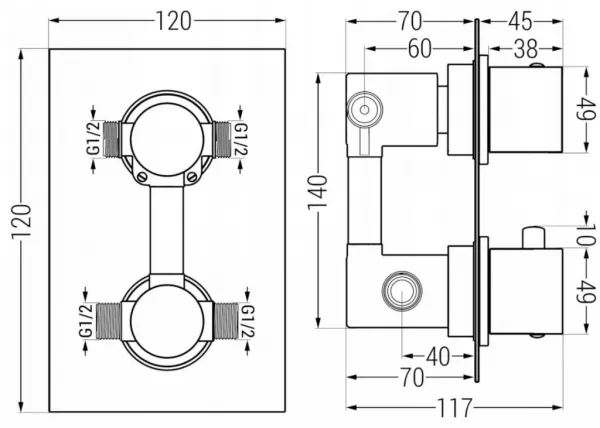 Sprchový set podomietkový MEXEN CUBE DR02 25 cm biely