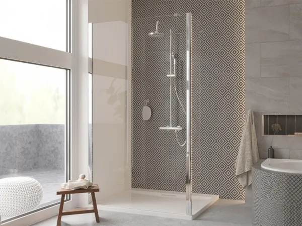 BESCO - Walk-in sprchovací kút ECO-N - FARBA rámu - Chróm / Leštený hliník (ALU), Pevná stena - Bez pevnej steny, Rozmer A - 110, Rozmer C - 195, Výplň - Číre bezpečnostné sklo - 6 mm BCEXON110CC